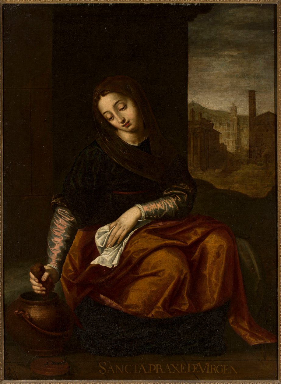 Heliga Praxedis av Luca Cambiaso