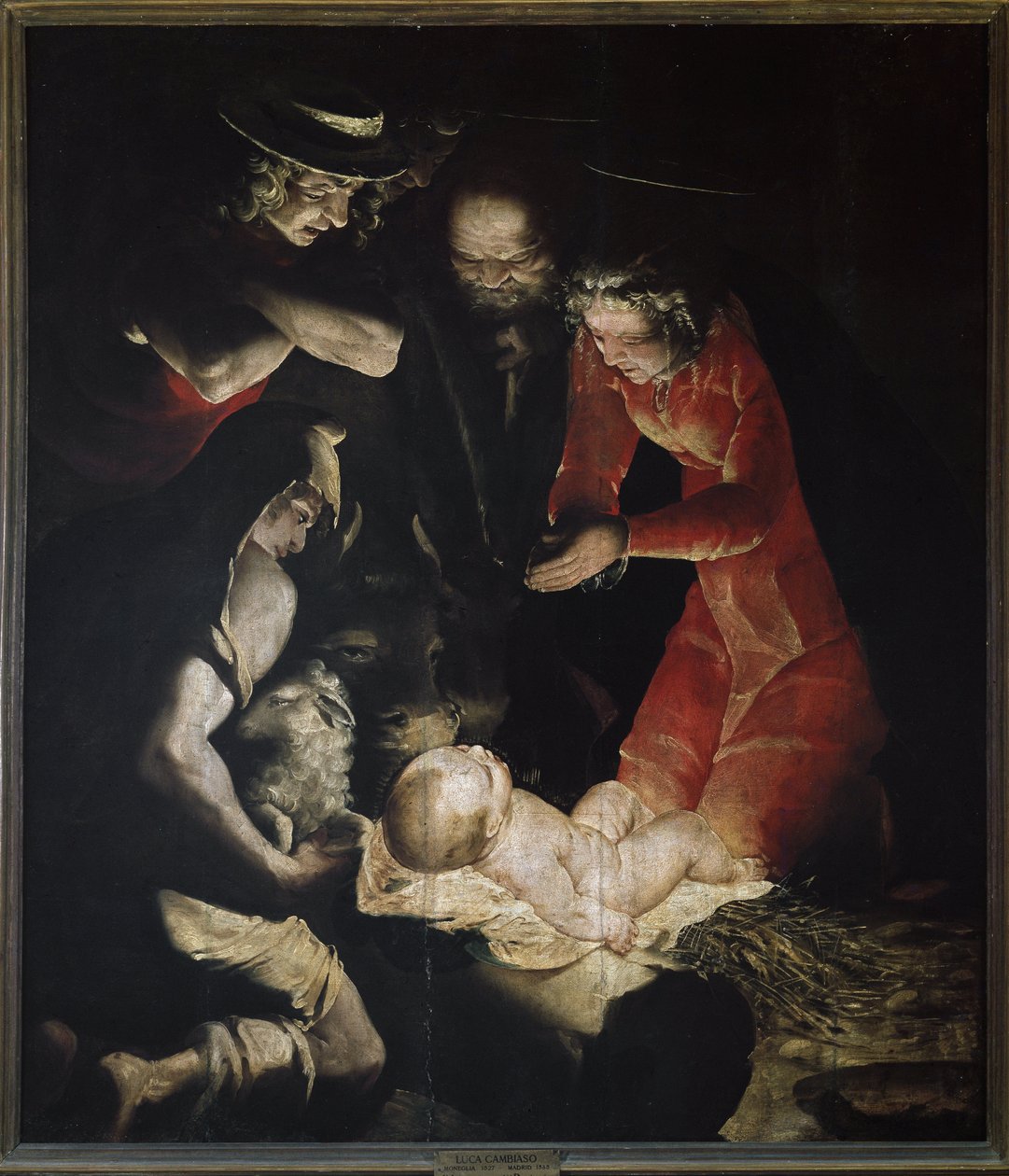 The Adoration of Shepherds eller The Nativity (olja på duk av Luca Cambiaso