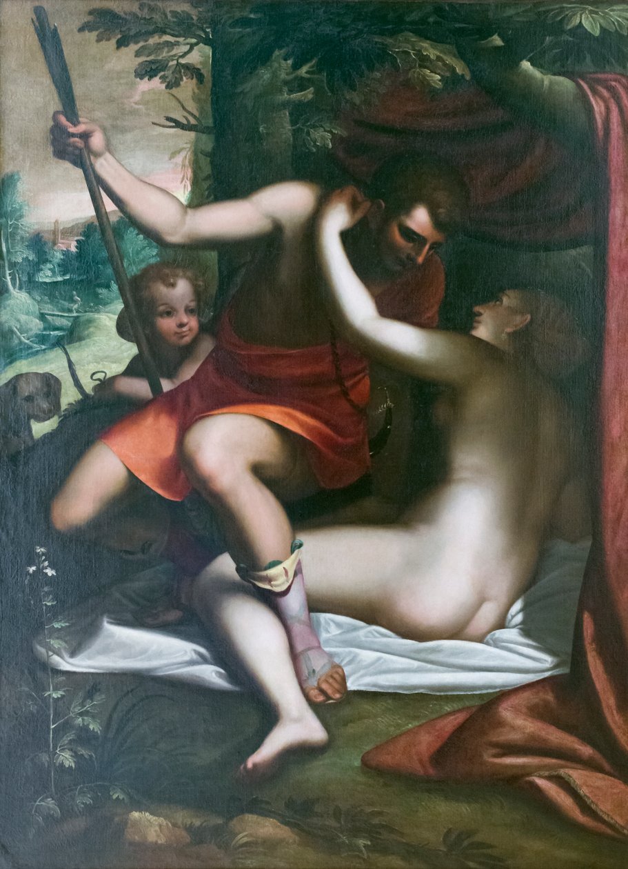 Venus och Adonis, före 1585, Luca Cambiaso (olja på duk) av Luca Cambiaso