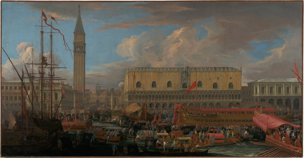 Bucintoro Avgår från Bacino di San Marco av Luca Carlevarijs