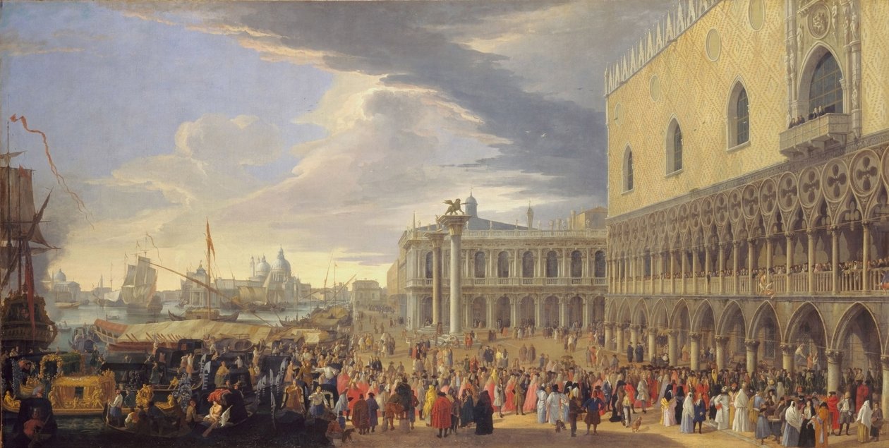 Earlen av Manchesters ankomst till Venedig, 1707-10 av Luca Carlevaris