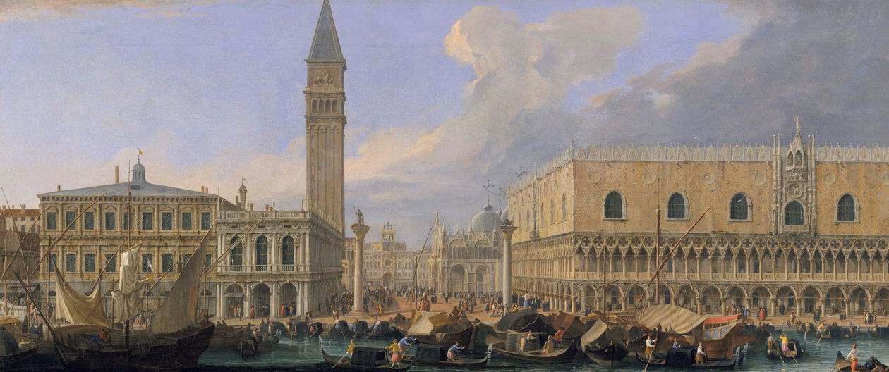Molo, Venedig, från Bacino di San Marco, ca 1709 av Luca Carlevaris
