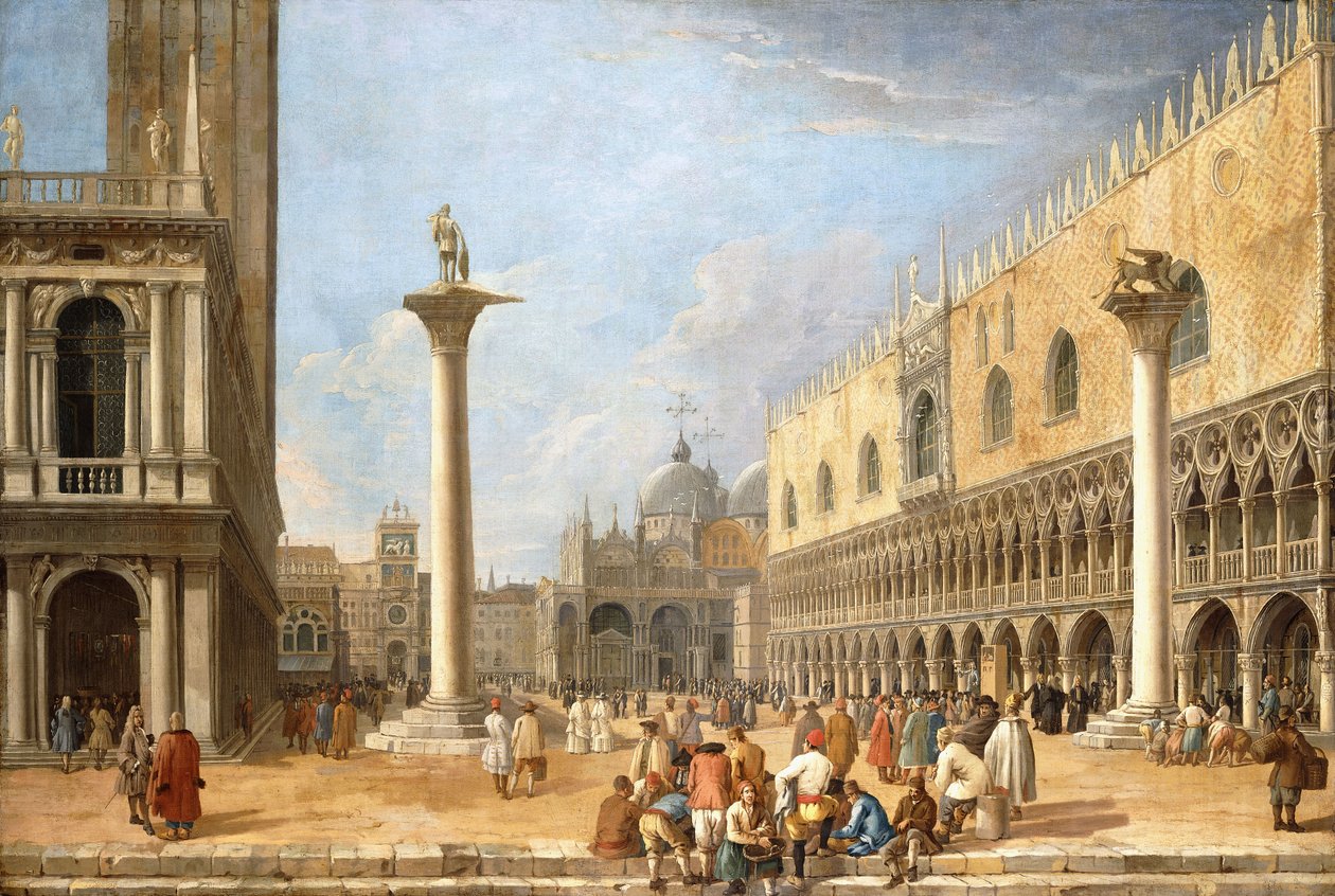 Piazzetta, Venedig, med utsikt mot Piazza San Marco, av Luca Carlevaris