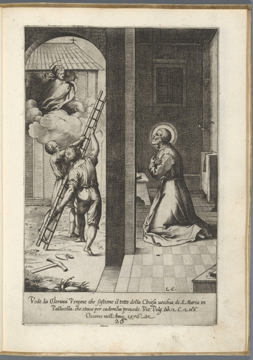 Filippo Neri ser Maria bära taket på Santa Maria i Vallicella Life of Saint Filippo Neri (serietitel) av Luca Ciamberlano