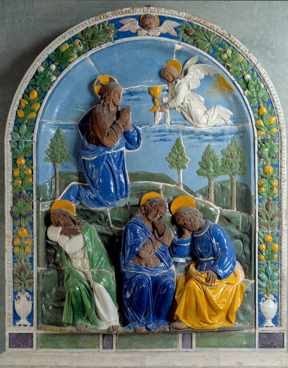 Kristus på Olivberget Keramik målad och lackerad av Luca della Robbia (1400-1482) 1400-talet. Paris, Louvren-museet av Luca Della Robbia