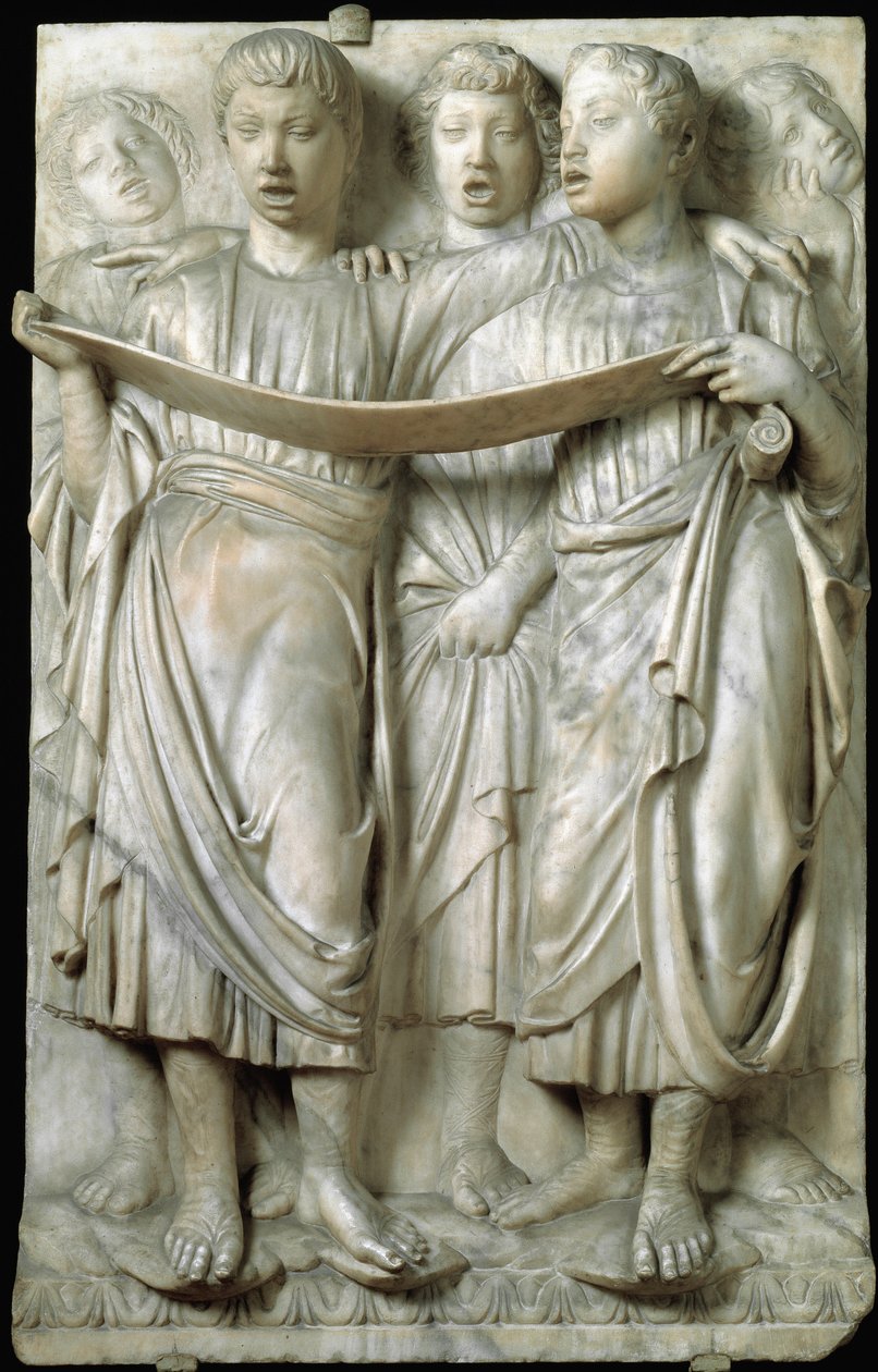 La cantoria eller barn som sjunger i kör - Marmorrelief, av Luca della Robbia (ca 1400-1482), Quattrocento av Luca Della Robbia