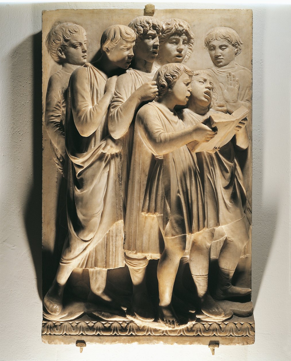 Laudate Eum en choro (Psalm 150, Laudate Dominum), panel med sjungande barn av Luca Della Robbia