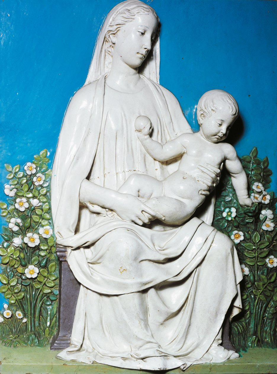 Madonna of Rose Garden, ca 1450-55 (terrakotta) av Luca Della Robbia