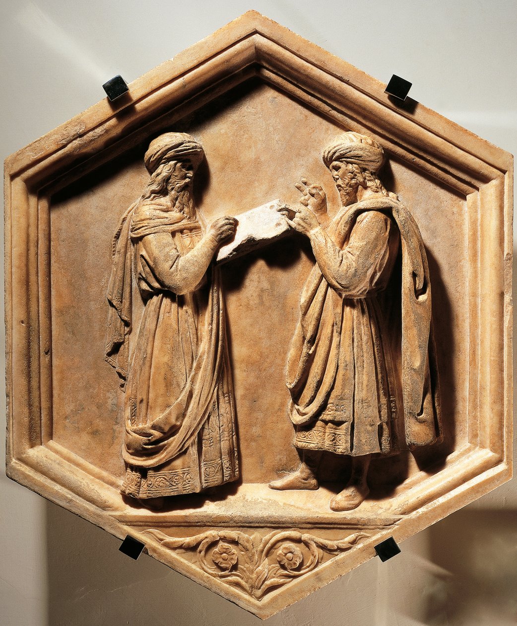 Pythagoras och Euklid av Luca Della Robbia