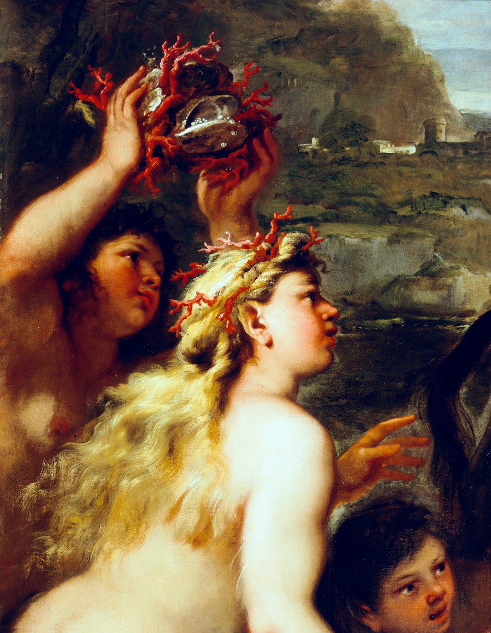 Abduction of Europa, av Luca Giordano (1634-1705), olja på duk, detalj av Luca Giordano