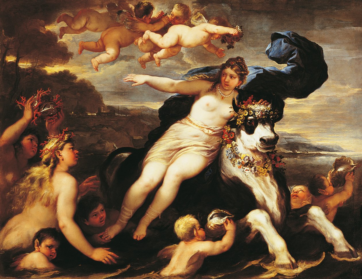 Adduktion av Europa, av Luca Giordano (1634-1705), olja på duk av Luca Giordano