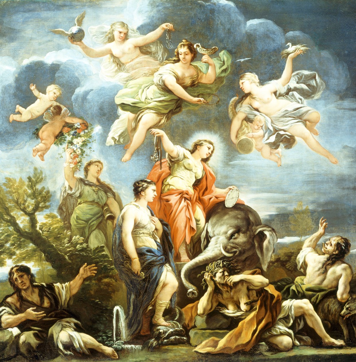 Allegori om måttlighet, av Luca Giordano, olja på duk av Luca Giordano