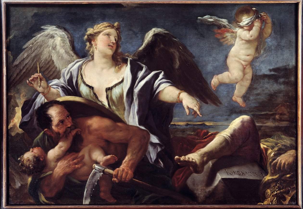 Kvitton för historieskrivning på baksidan av tiden Målning av Luca Giordano dit Fa Presto (1632-1705) 1600-talet. Brest, Museum of Fine Arts av Luca Giordano