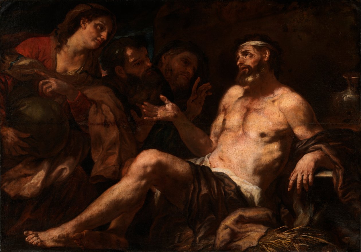 Job och hans tröstare, 1600-talet av Luca Giordano