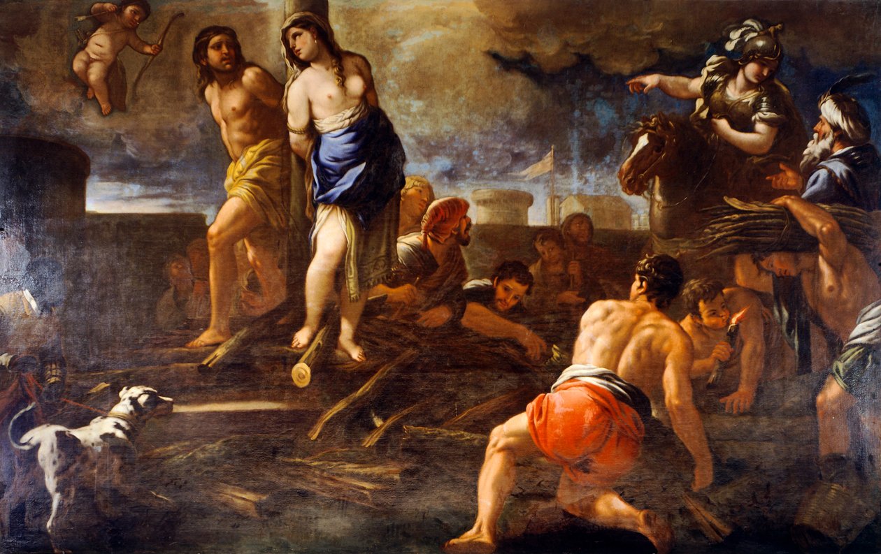 Olindo och Sophronia av Luca Giordano (1632-1705), olja på duk av Luca Giordano
