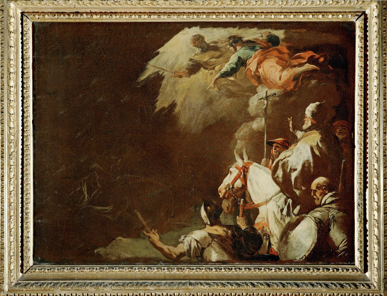 Påven Leo den store möter hunnen Attila Bozzetto (målning på duk) av Luca Giordano