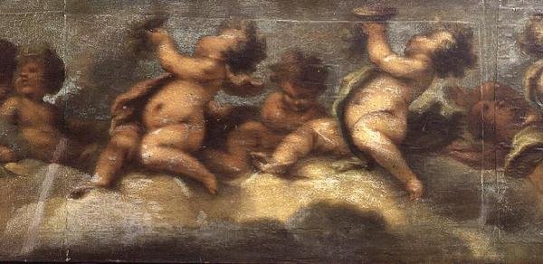 Putti disporting (papper på duk) (detalj av mitten) (se även 67087-89) av Luca Giordano