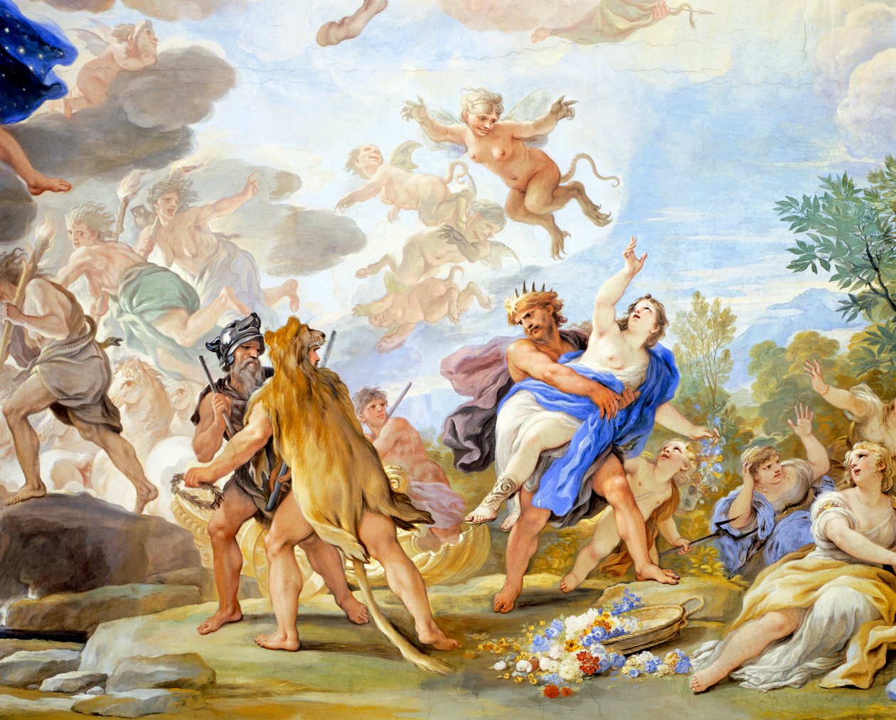 Rape of Proserpina, detalj av cykeln av fresker i Hall of Mirrors av Luca Giordano (1634-1705), fresk, Palazzo Medici Riccardi, Florens av Luca Giordano