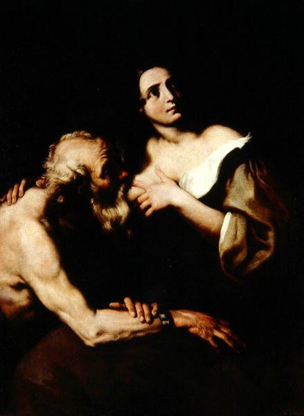 Roman Charity (olja på duk) av Luca Giordano