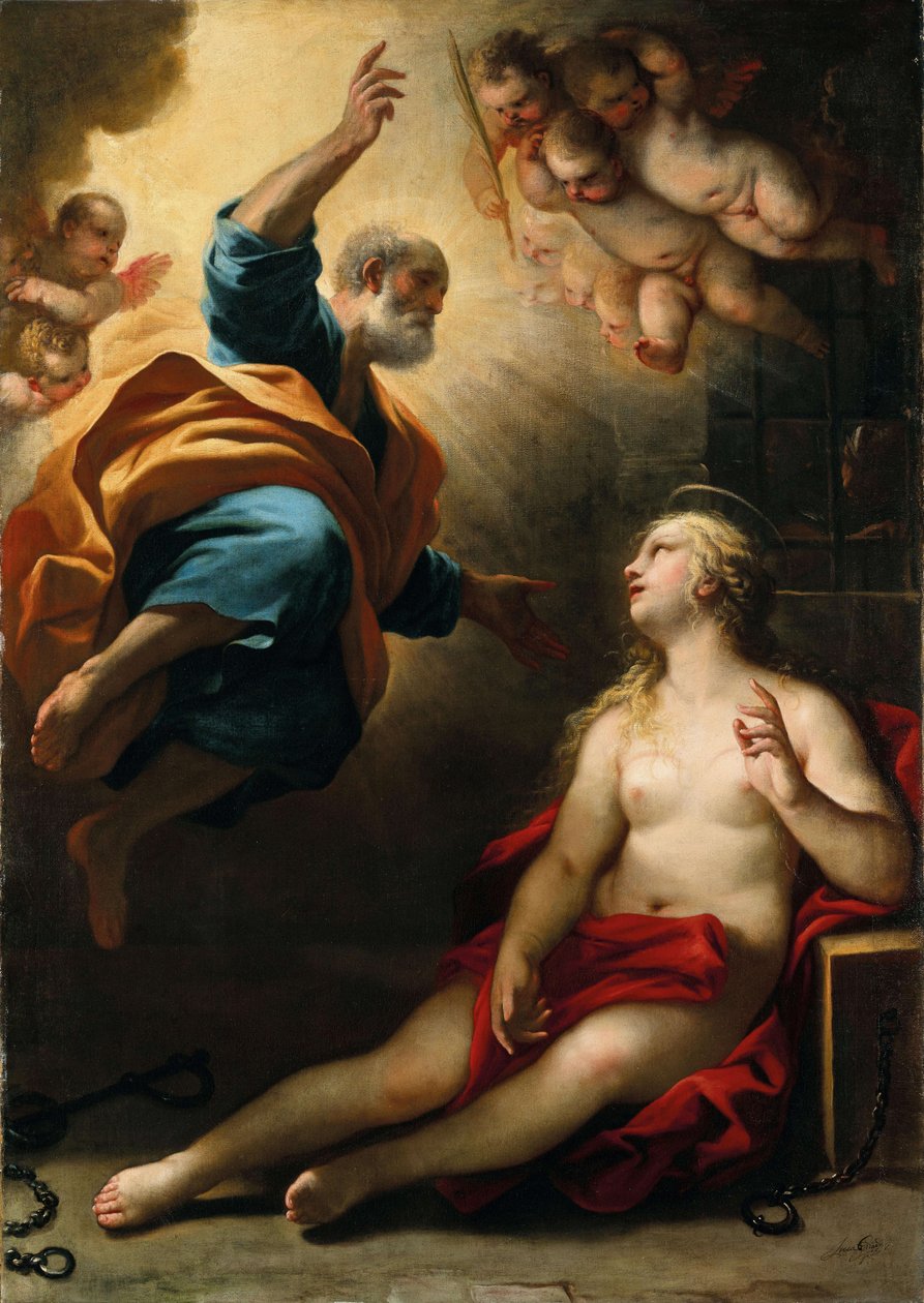 Saint Peter healing Saint Agatha av Luca Giordano