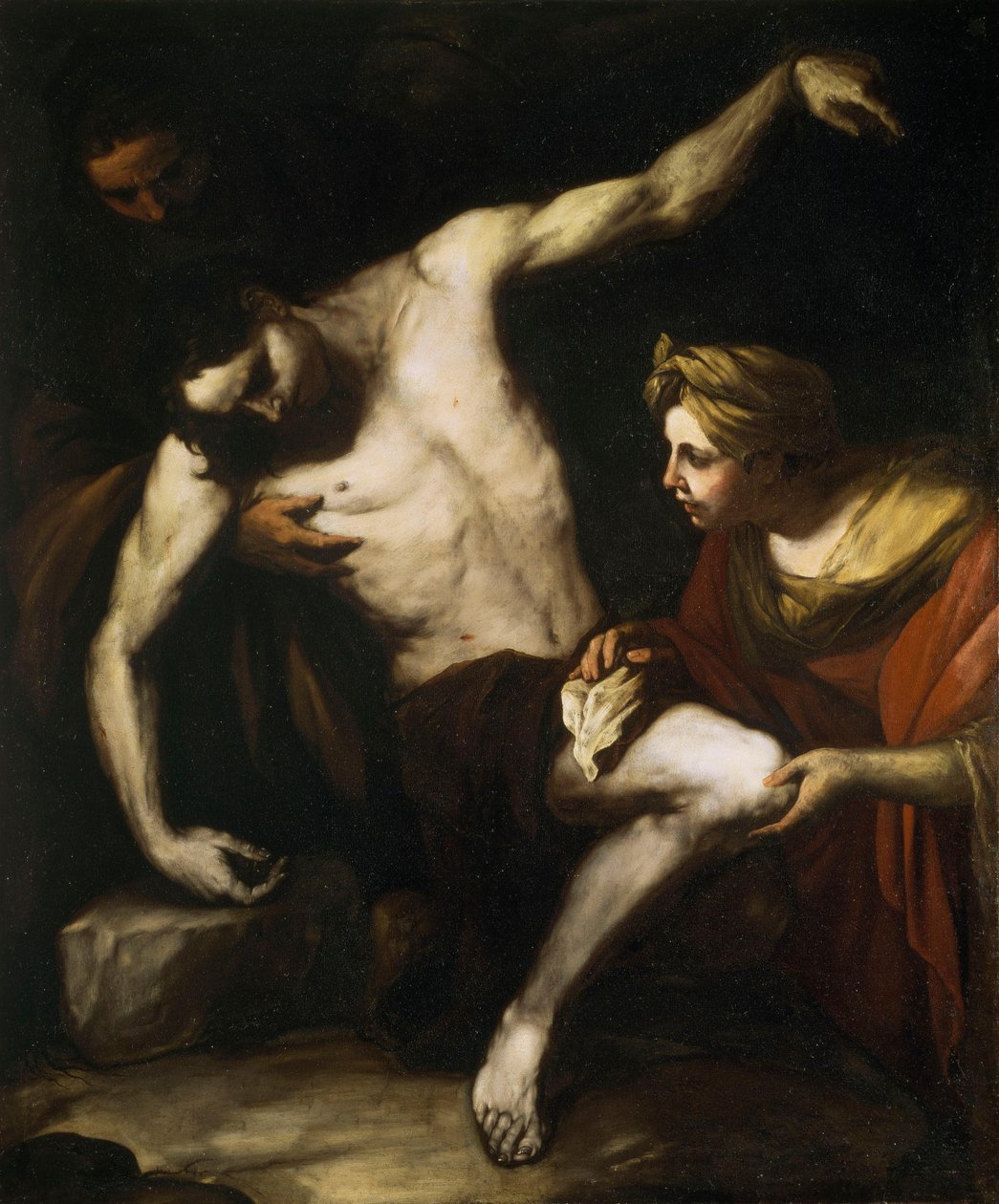 Sankt Sebastian vårdas av Sankta Irene av Luca Giordano