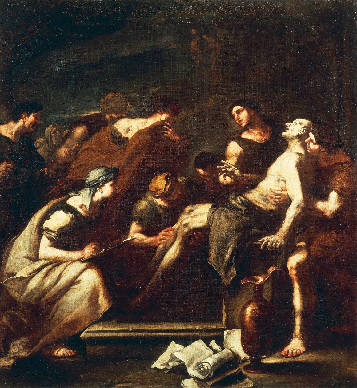 Seneca Dying, Luca Giordano, olja på duk av Luca Giordano