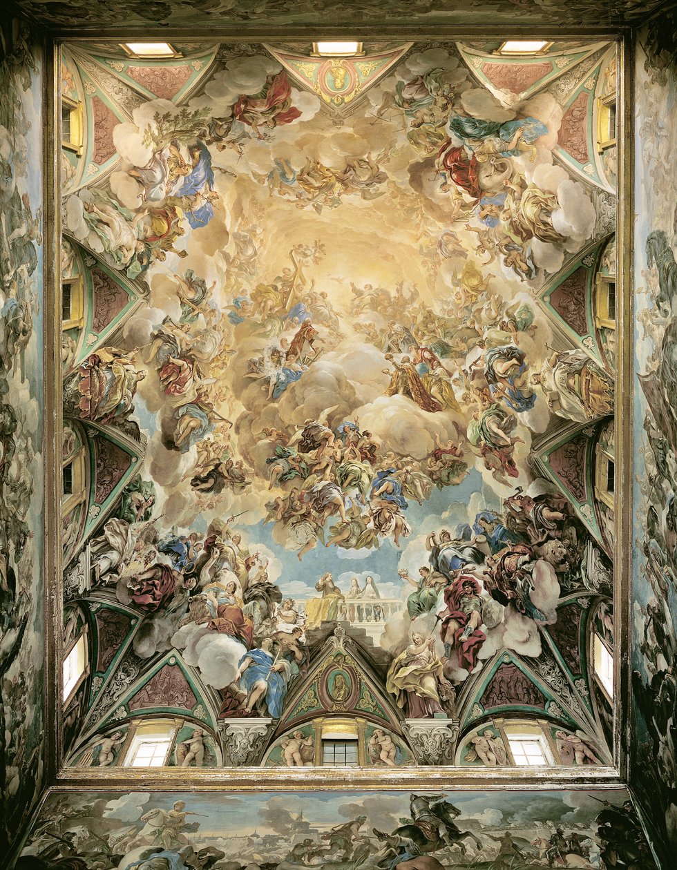 Habsburgarnas himmelska ära och triumf, från taket ovanför den stora trappan. av Luca Giordano