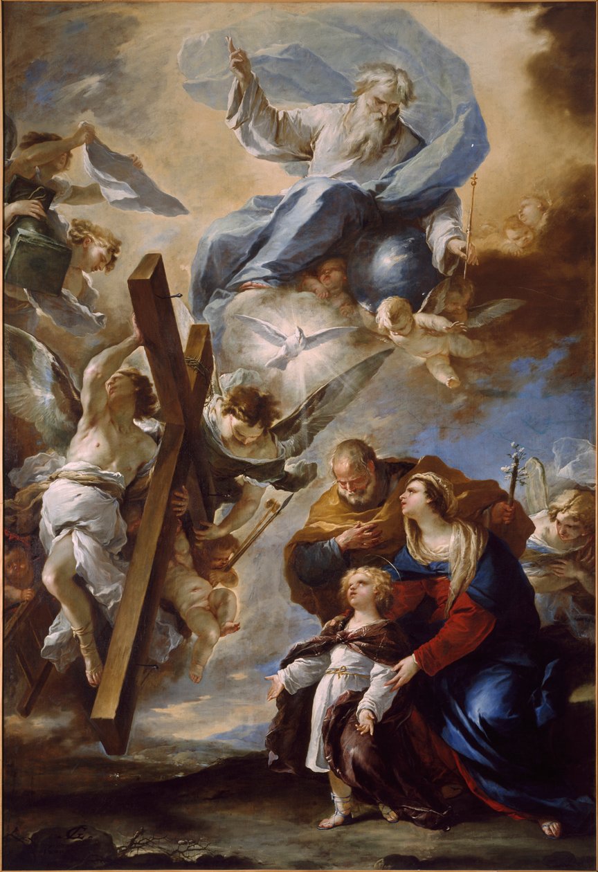 Den heliga familjen med passionens symboler, ca. 1660. av Luca Giordano