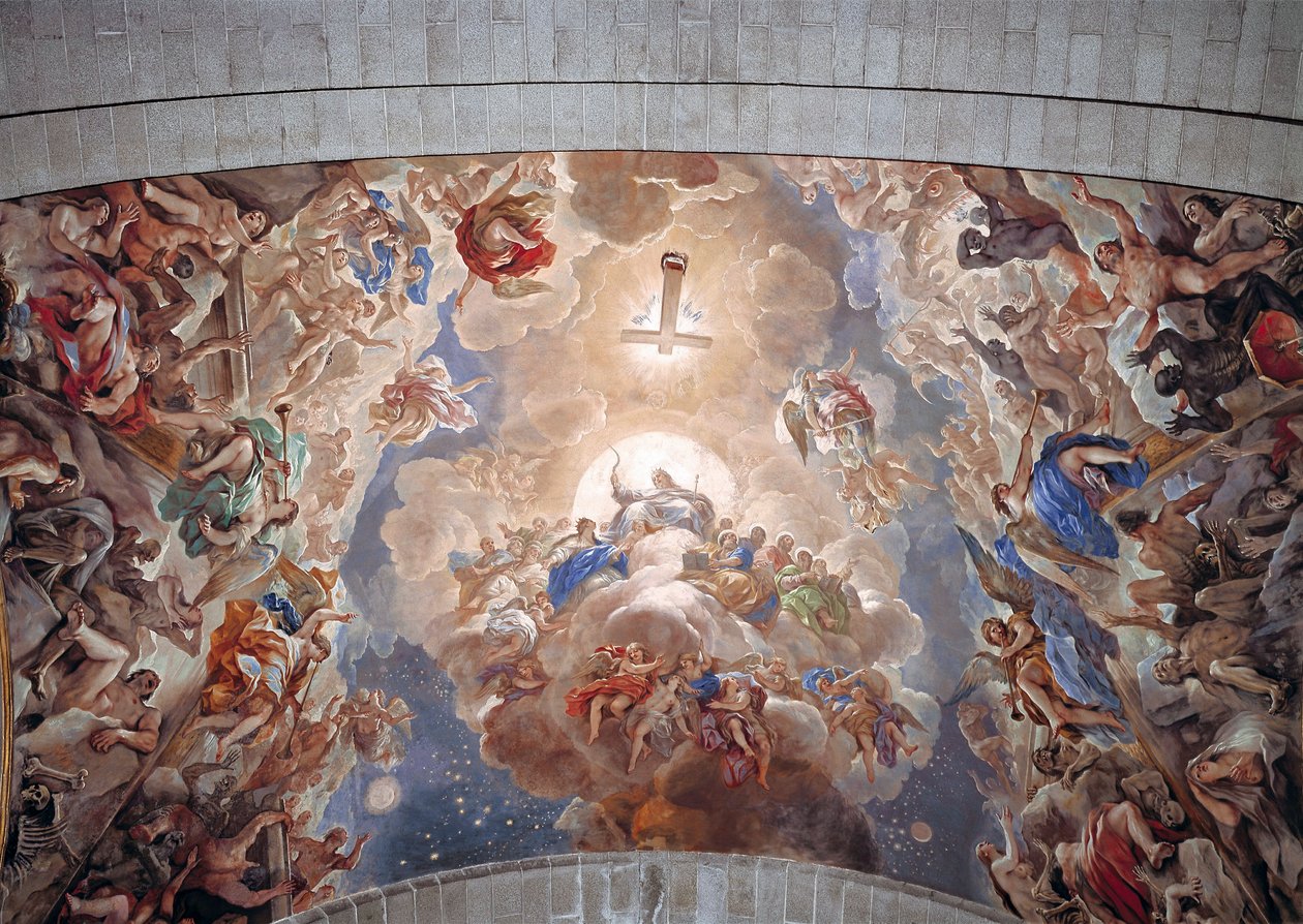 De dödas uppståndelse, taket i klostret St. Lawrence of the Escorial (San Lorenzo de Escorial), Spanien av Luca Giordano