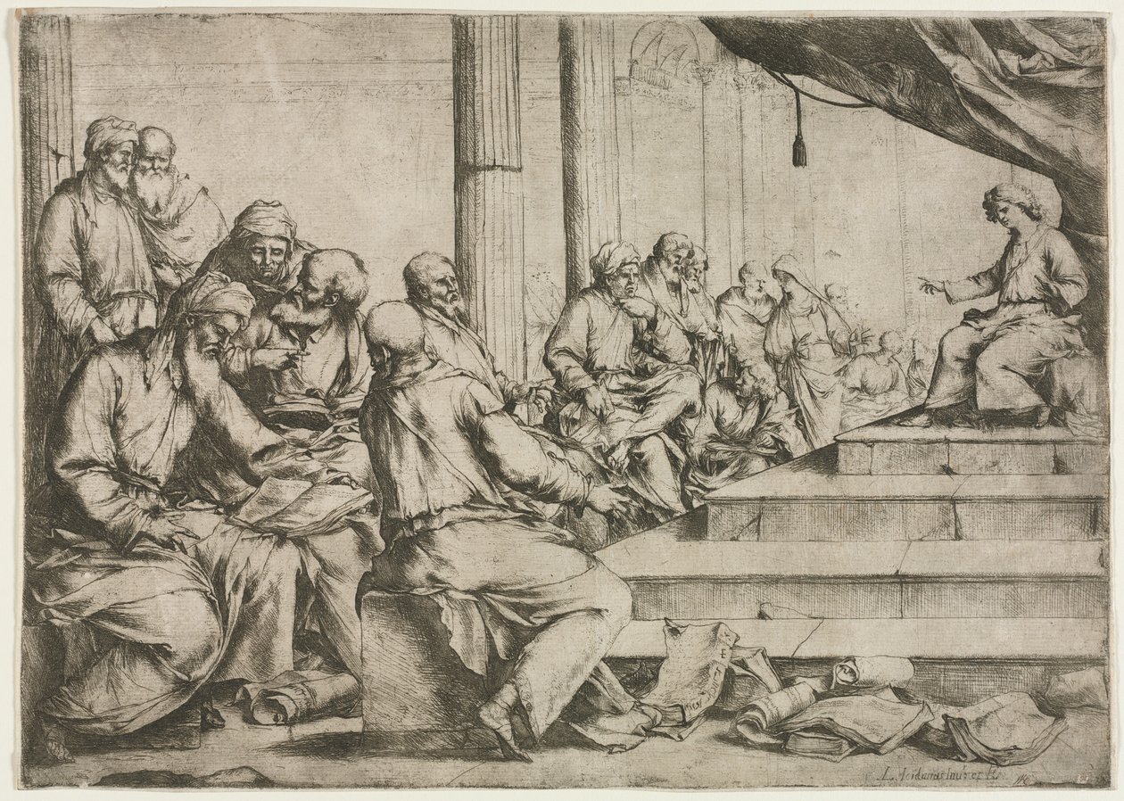 Den unge Kristus undervisar i templet av Luca Giordano