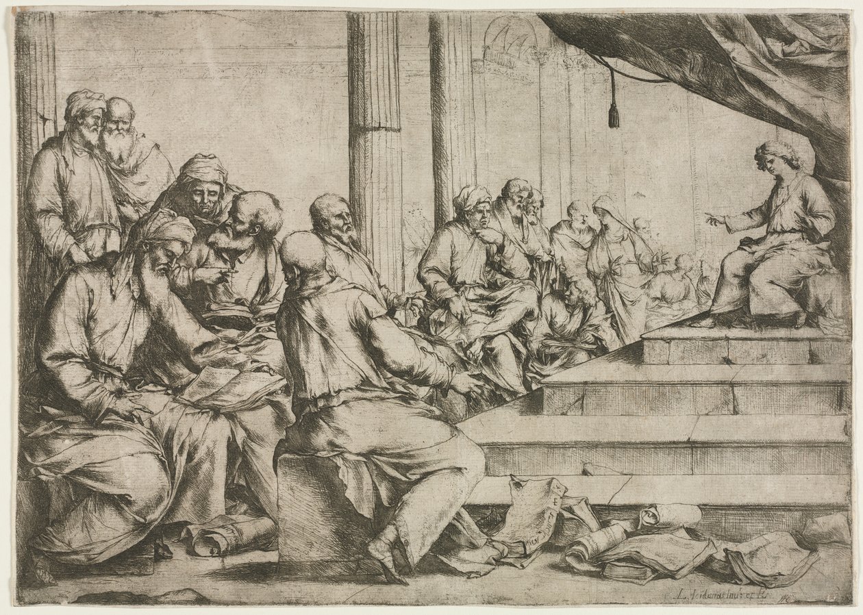 Den unge Kristus undervisar i templet, ca. 1653. av Luca Giordano