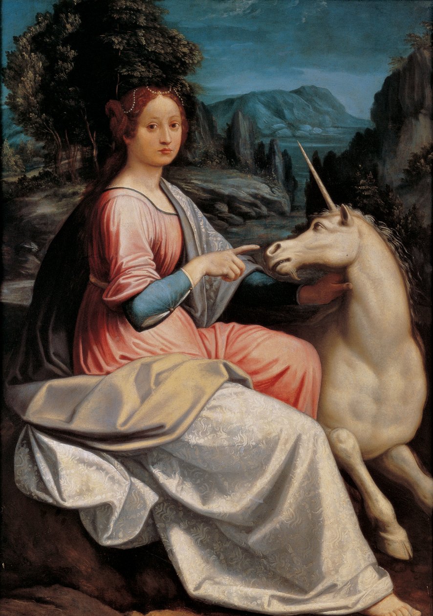 Damen och enhörningen, 1534-1540. av Luca Longhi
