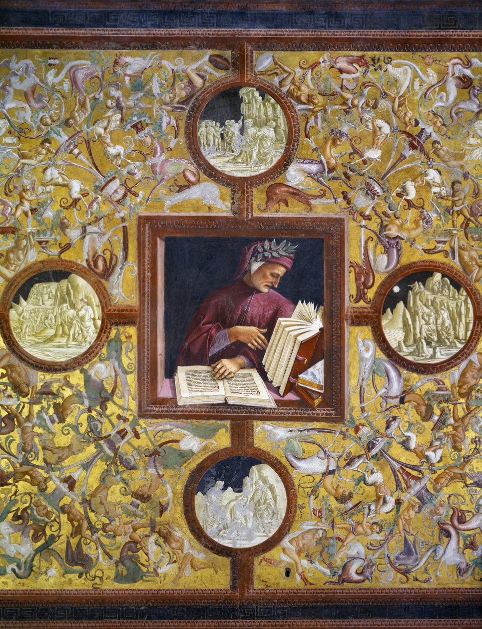 Dante Alighieri, porträtt från Illustrious people cycle av Luca Signorelli