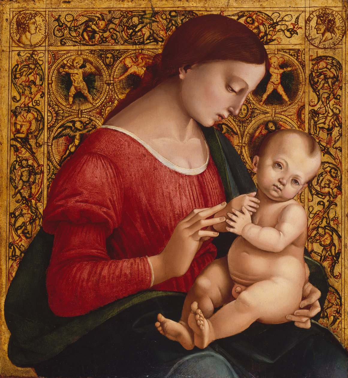 Madonna och barn, ca 1505-07 (olja och guld på trä) av Luca Signorelli