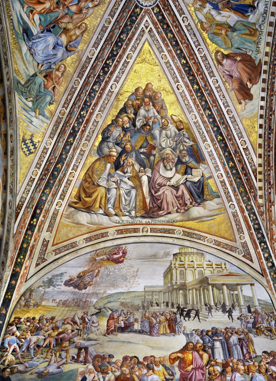 Martyrer, patriarker, kyrkans doktorer och jungfrur. av Luca Signorelli