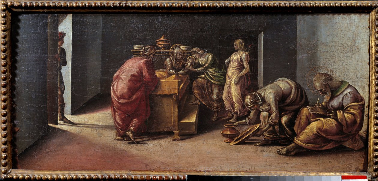 Johannes Döparens födelse Målning av Luca Signorelli (1441-1523) 1400-talets sön. 0,31x0,7 m av Luca Signorelli