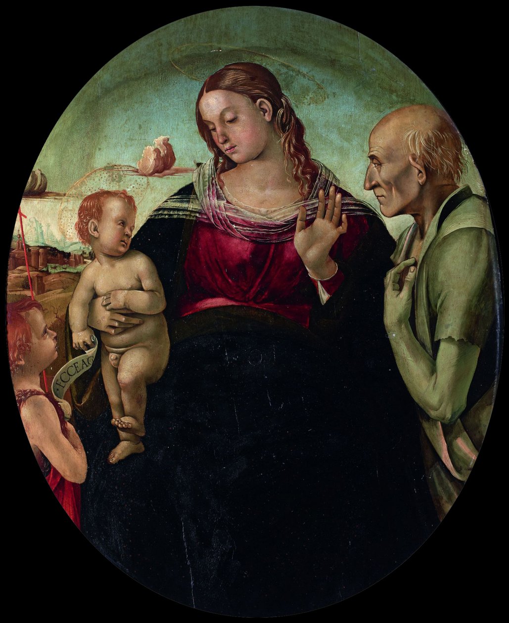 Madonnan och barnet med Sankt Johannes och Sankt Hieronymus, 1491. av Luca Signorelli