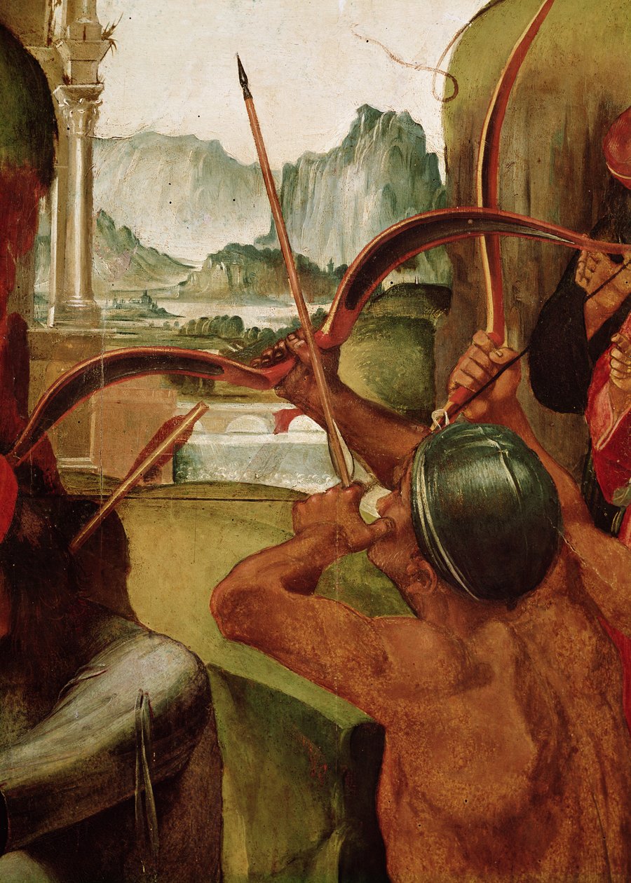 The Martyrdom of St. Sebastian, detalj av en bågskytt (detalj av 165896) av Luca Signorelli