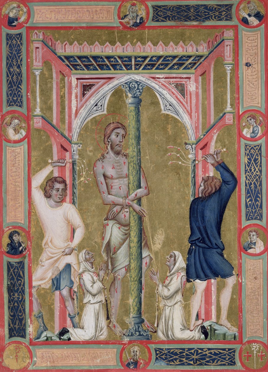 Kristi flagellation, från Mariegola de la Scuola di San Giovanni Evangelista de Venise av Luca di Paolo Veneziano