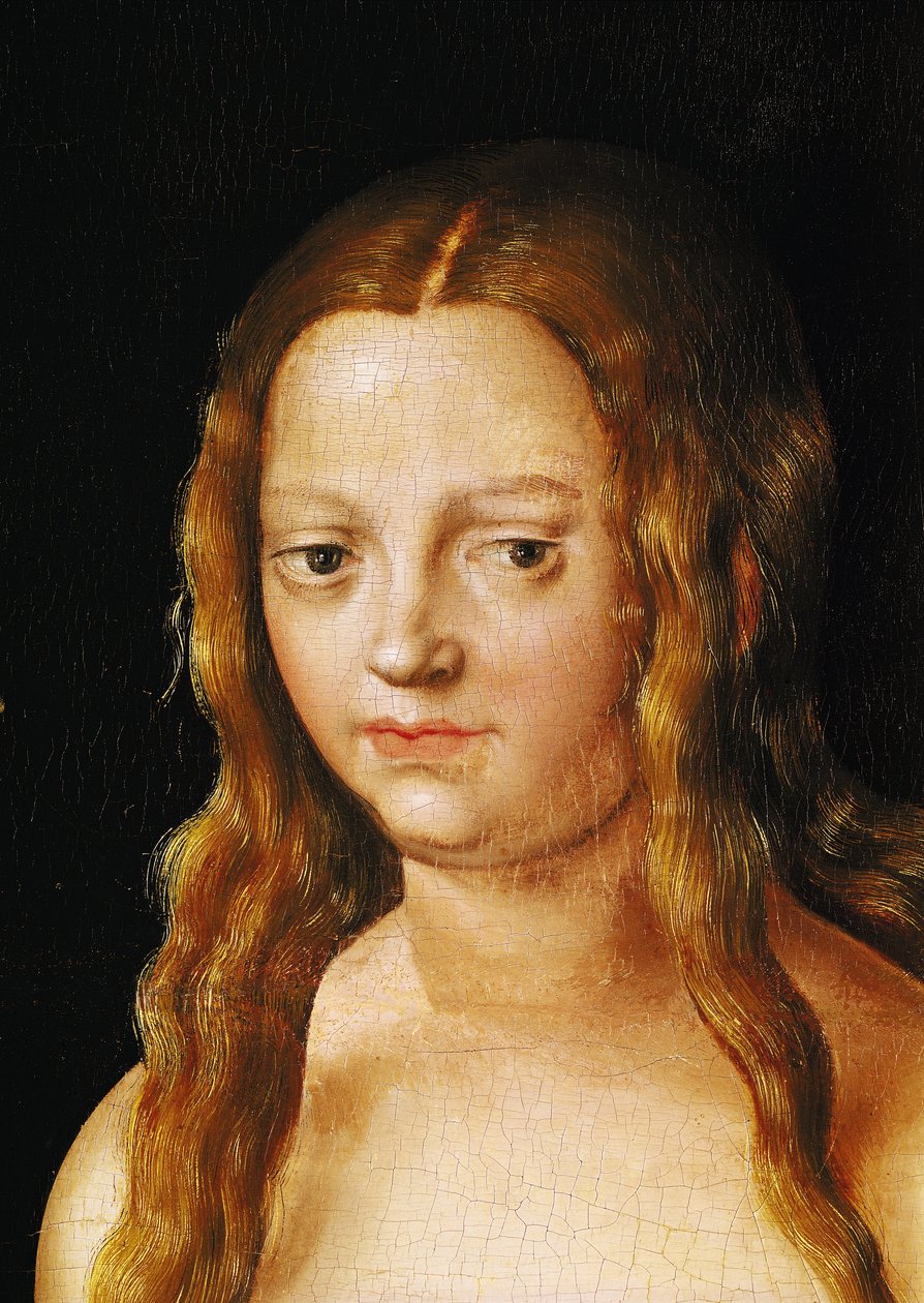 Adam och Eva, detalj av Evas huvud (detalj av 159264) av Lucas Cranach the Elder