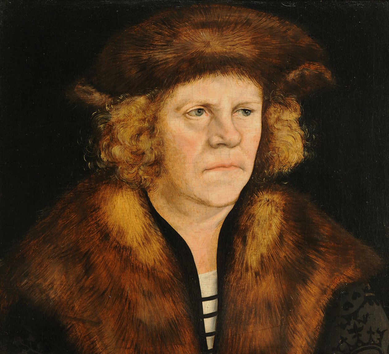 Bildnis eines Mannes in braunem Pelzbarett  av Lucas Cranach the Elder