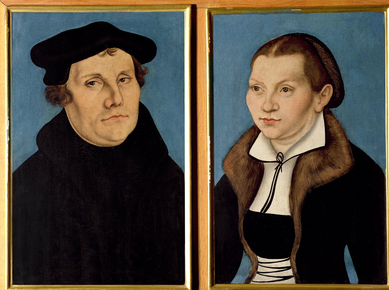 Dubbelporträtt av Martin Luther och Katharina von Bora, 1529 av Lucas Cranach the Elder