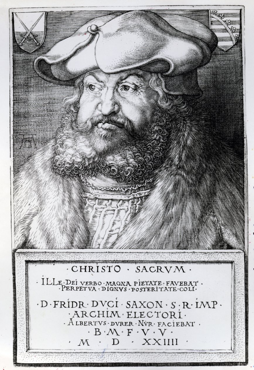 Friedrich III, kurfurst av Sachsen, graverad av Albrecht Durer, 1524 av Lucas Cranach the Elder