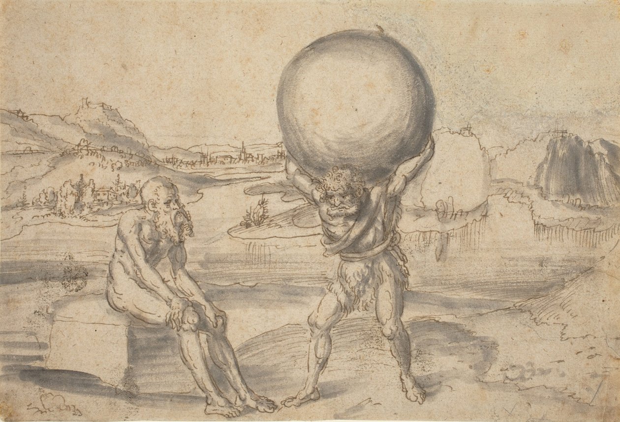 Herkules und Atlas  av Lucas Cranach the Elder