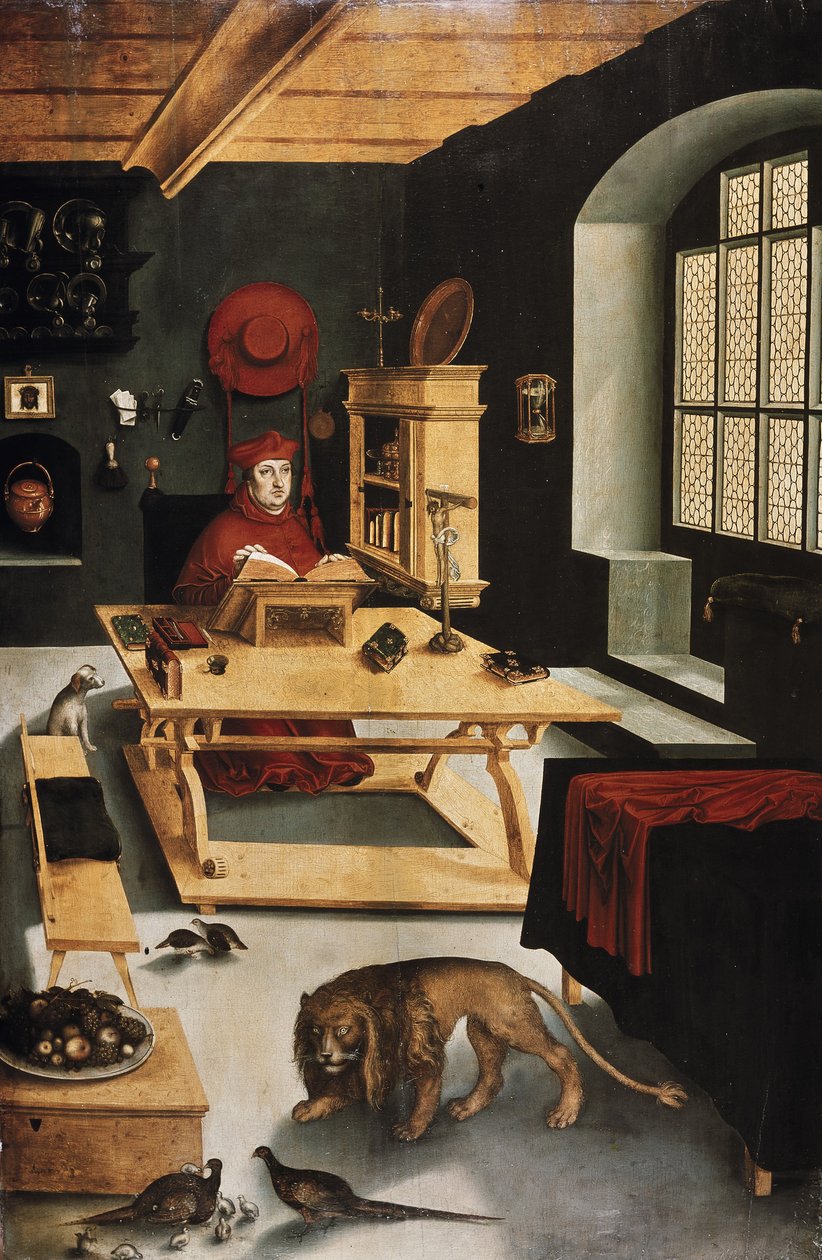 Kardinal Albrecht von Brandenburg als Hieronymus im Gehäus  av Lucas Cranach the Elder