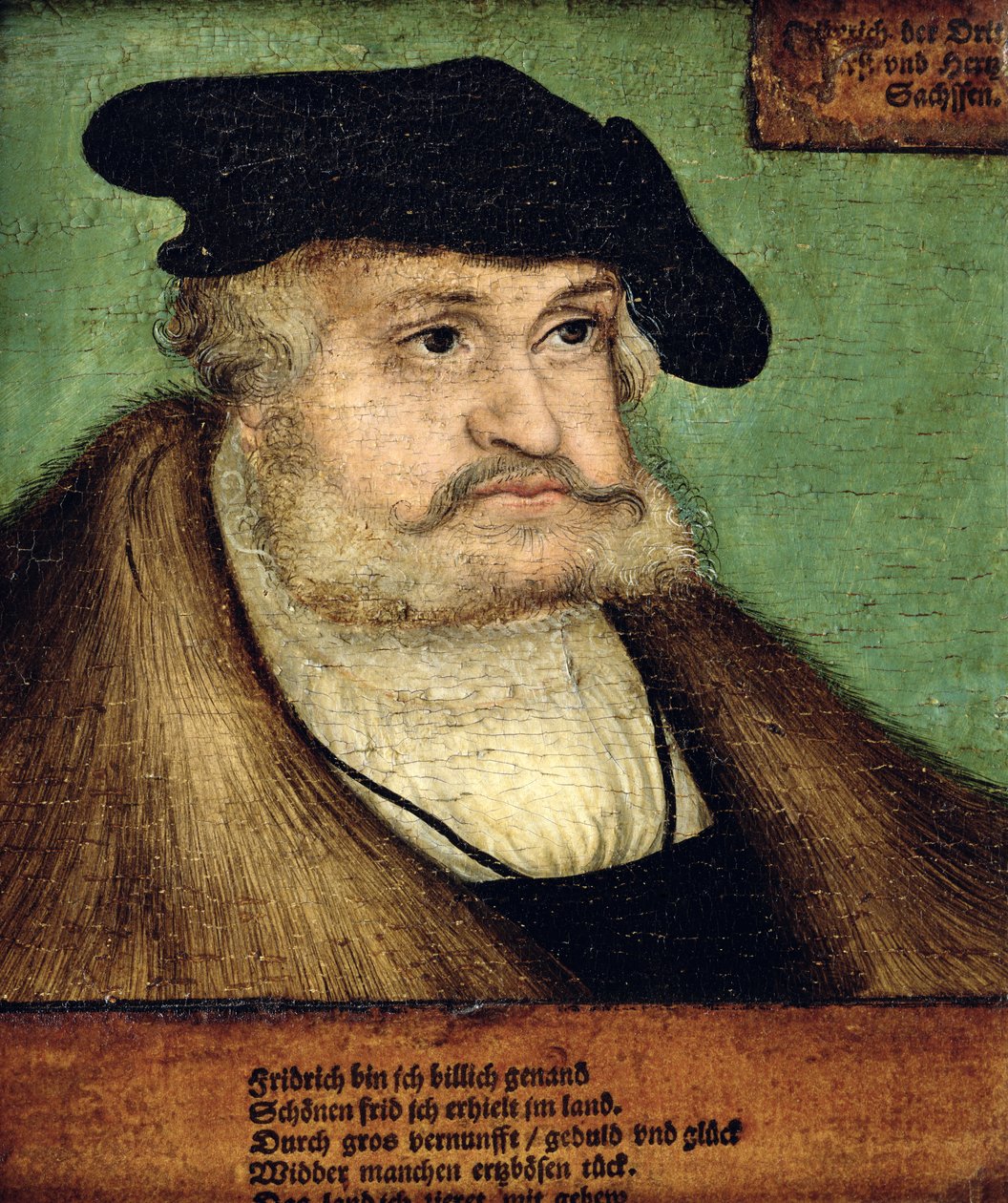 Porträtt av Friedrich III (1463-1525) Kurfursten av Sachsen, 1532 av Lucas Cranach the Elder