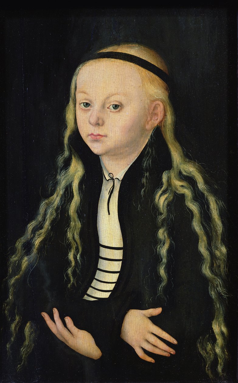 Porträtt av en ung flicka, möjligen Magdalena Luther (1529-42) av Lucas Cranach the Elder