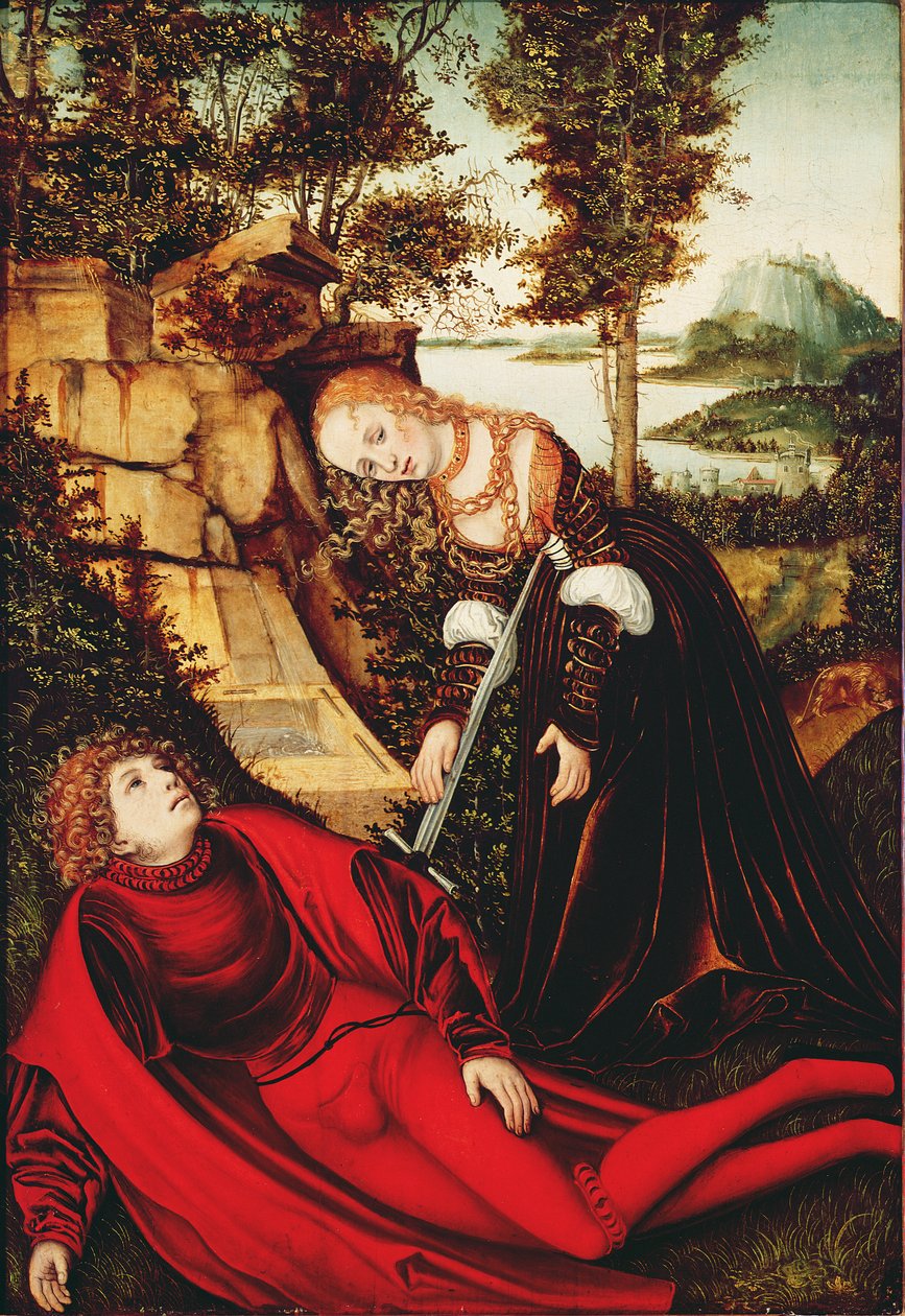 Pyramus og Thisbe swed av Lucas Cranach the Elder