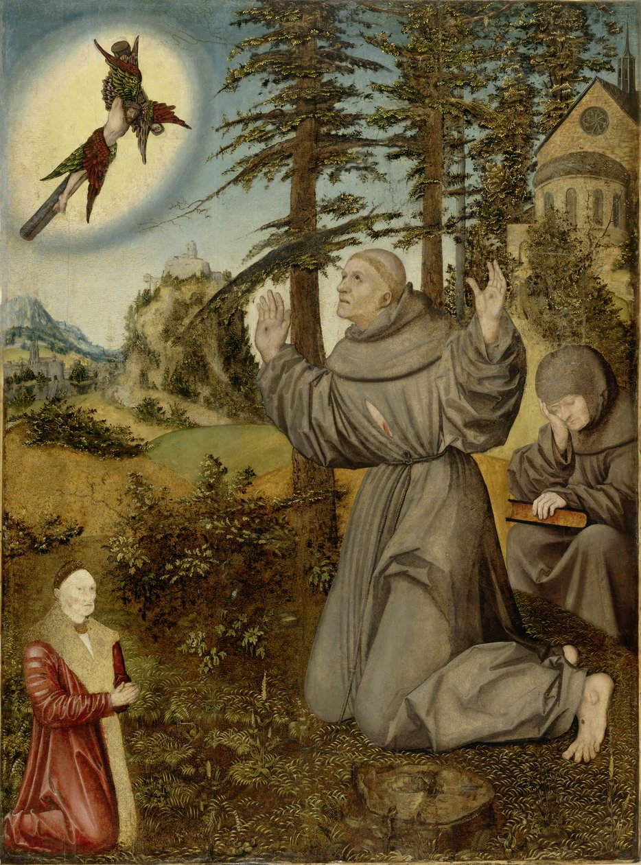 Stigmatisation des Hl. Franziskus  av Lucas Cranach the Elder