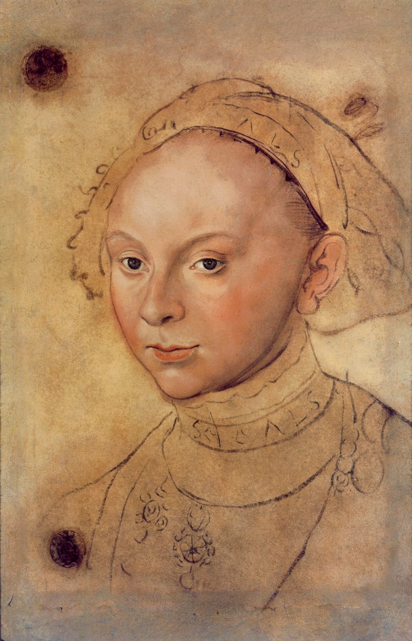 Sybille of Cleves (krita och toalett) av Lucas Cranach the Elder